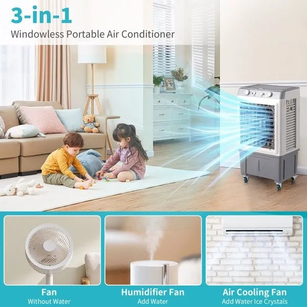 3 In 1 Portable Evaporative Cooler,Indoor,Outdoor,2353CFM Personal Air