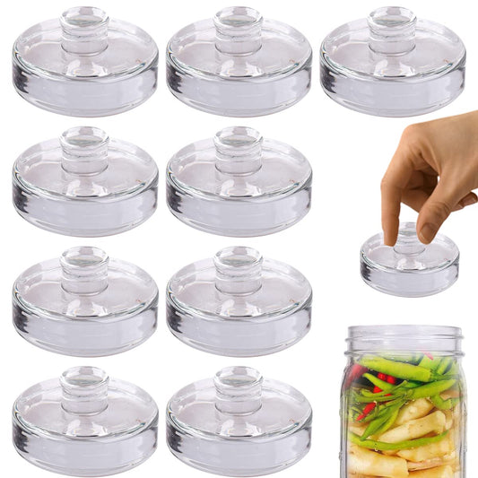 Eleganttime 4 Pack Easy Grip Handle Glass Fermentation Weights Great Mason Jar Wide Mouth Canning Fermenting Pickling Sourkrout Kraut Weight Fermentation Kit