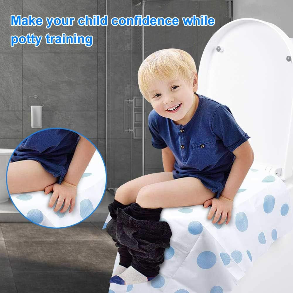 Toilet Seat Covers Disposable, Extra Large Portable Potty Seat Covers for Toddlers, Soft and Waterproof Travel Potty Training Seat for Kids with Individually Wrapped, 18 Count (Pack of 1)