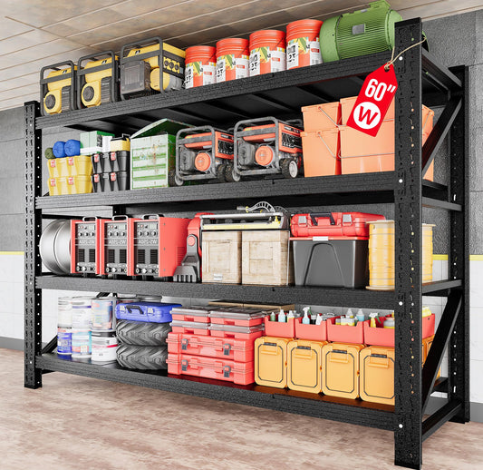 48" Wide Heavy Duty Garage Shelving Units,3000LBS 24 Deep Storage Shelves,Metal Garage Shelves,Large Storage Rack,Steel Shelf,Industrial Shelving for Shop,Warehouse,Basement,48" W x 24" D x 70" H