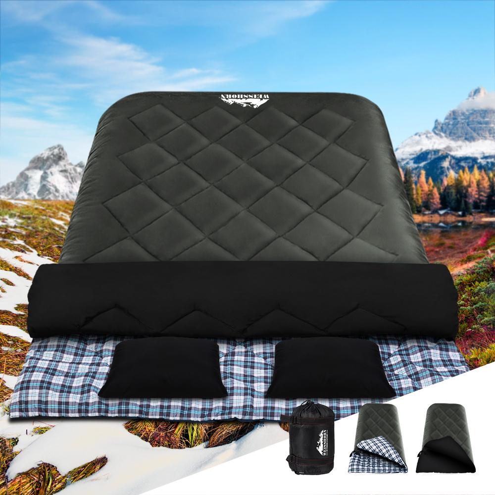 Weisshorn Sleeping Bag Double Pillow Thermal Camping Hiking Tent Grey