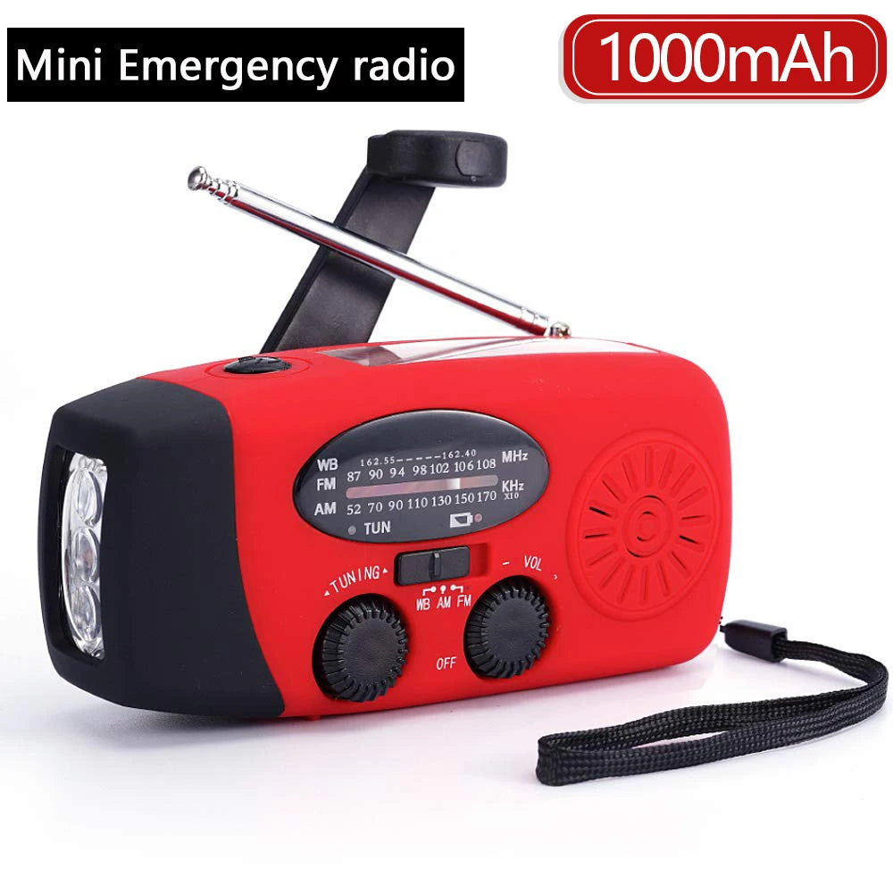 ABBREE Waterproof Emergency Radio Auto Scan AM/FM Charge by Solar Power Hand Crank USB Charger Power Bank for Cellphone