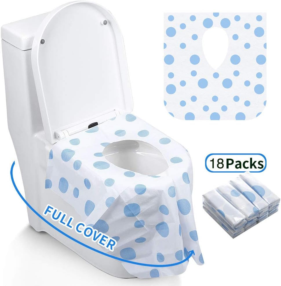 Toilet Seat Covers Disposable, Extra Large Portable Potty Seat Covers for Toddlers, Soft and Waterproof Travel Potty Training Seat for Kids with Individually Wrapped, 18 Count (Pack of 1)