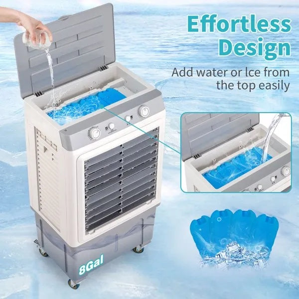 3 In 1 Portable Evaporative Cooler,Indoor,Outdoor,2353CFM Personal Air