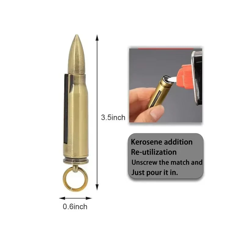 Metal Keychain Match Lighter, Portable Retro Waterproof Lighter, Emergency Survival Equipment Lighter Barbecue Camping Gifts