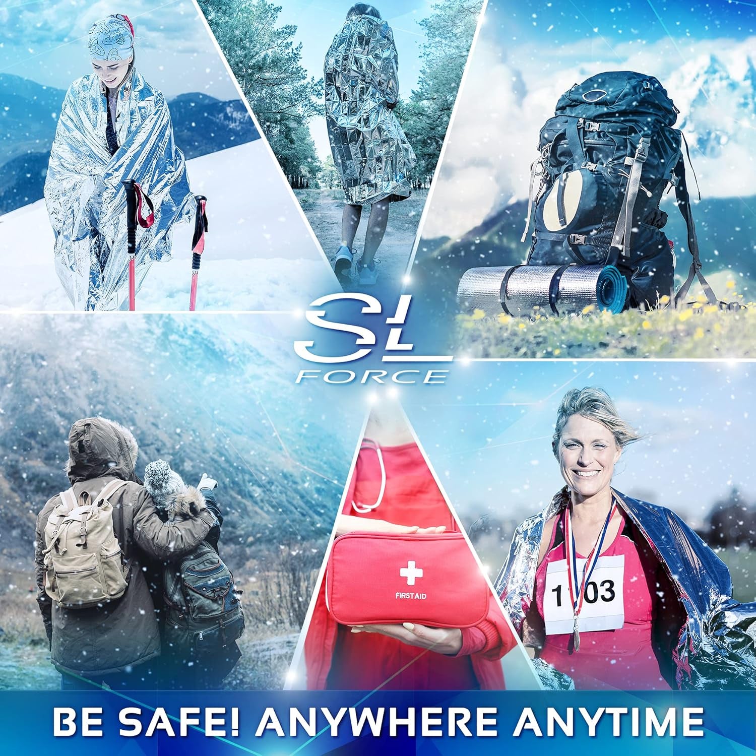 Emergency Blankets for Survival, 4 Pack of Gigantic Space Blanket. Comes with Four Extra-Large Mylar Blankets, Compass, and Zipper Bag. the Best Thermal Space Blankets (4, Orange, Extra Large)