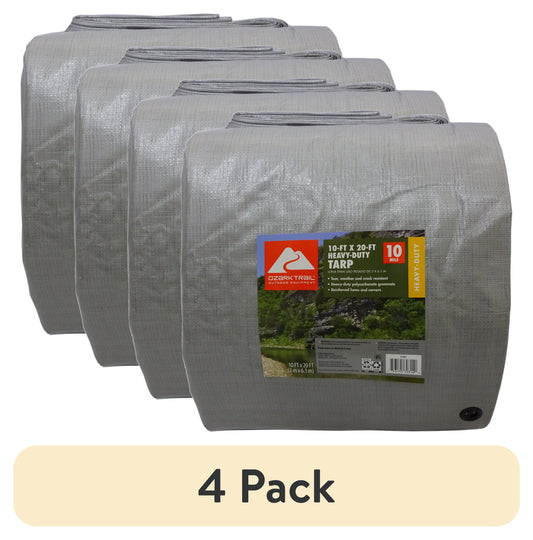(4 Pack)  Heavy-Duty Tarp, 10' X 20', Material PE