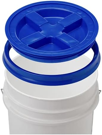 House Naturals 5 Gallon Plastic Bucket Pail Food Grade with Blue Screw on Lid(Pack of 3) Made in USA