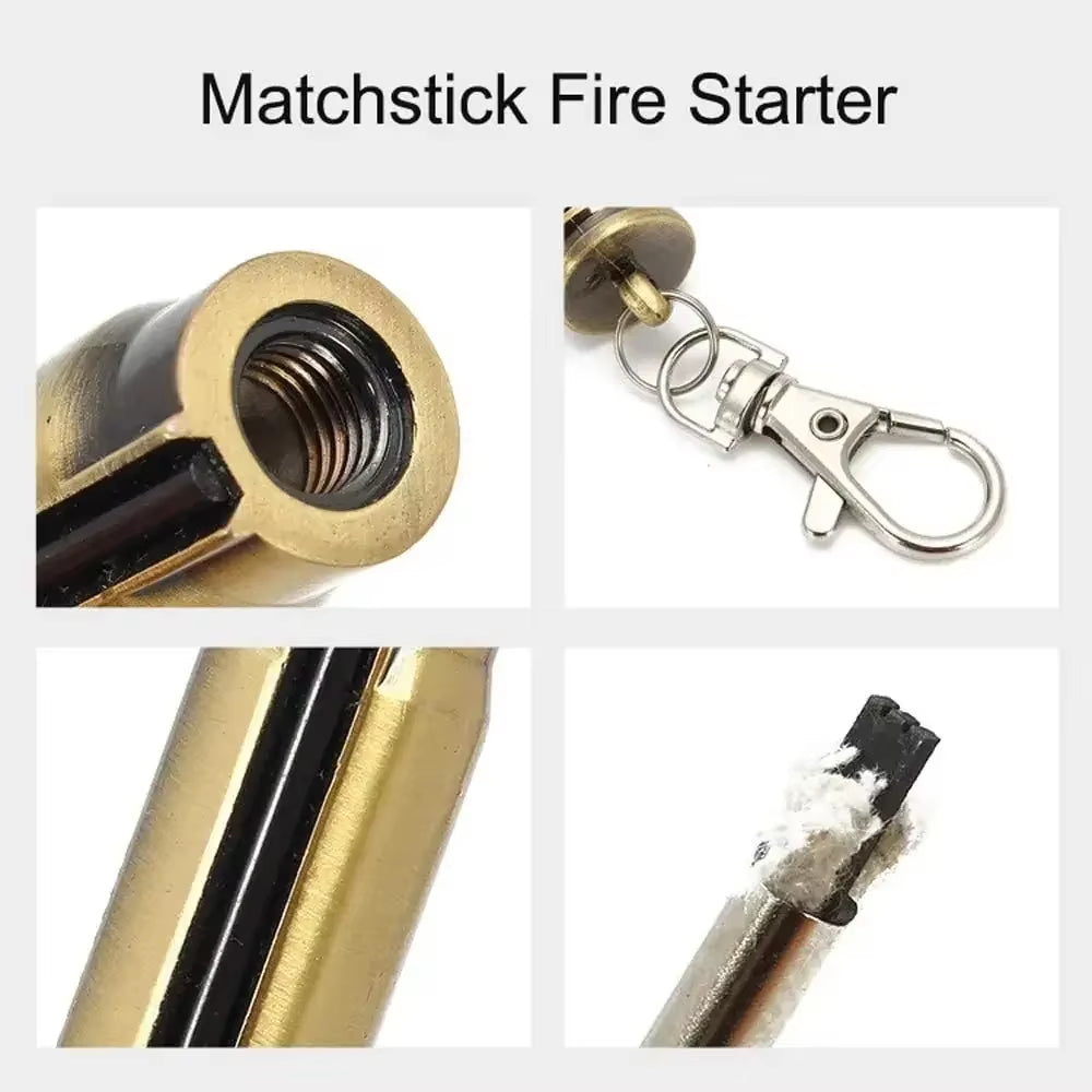 Metal Keychain Match Lighter, Portable Retro Waterproof Lighter, Emergency Survival Equipment Lighter Barbecue Camping Gifts