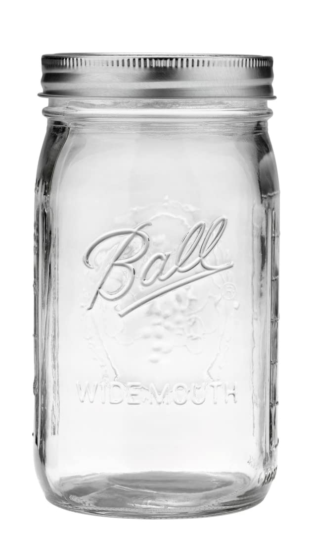 Ball Wide Mouth Glass Mason Jars with Lids and Bands, Used for Canning, Pickling, Juice, Jam, Jelly, Quart Size 32 Ounce (Pack of 2)