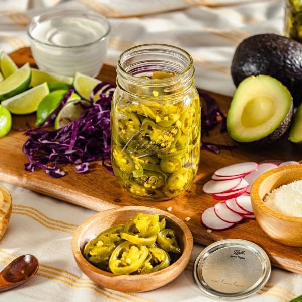 Ball Wide Mouth Glass Mason Jars with Lids and Bands, Used for Canning, Pickling, Juice, Jam, Jelly, Quart Size 32 Ounce (Pack of 2)