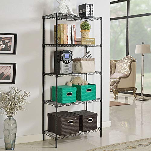 BestOffice | 4-Tier Wire Storage Shelves | 36x14x54 | Black | with Adjustable Racks | Heavy-Duty Metal Shelf, Holds Upto 1000 lbs | No-Tool Assembly | Ideal for Home & Garage Shelving