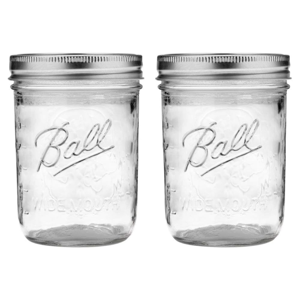 Ball Wide Mouth Glass Mason Jars with Lids and Bands, Used for Canning, Pickling, Juice, Jam, Jelly, Quart Size 32 Ounce (Pack of 2)