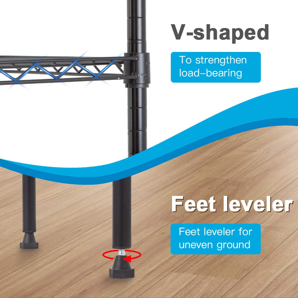 BestOffice | 4-Tier Wire Storage Shelves | 36x14x54 | Black | with Adjustable Racks | Heavy-Duty Metal Shelf, Holds Upto 1000 lbs | No-Tool Assembly | Ideal for Home & Garage Shelving