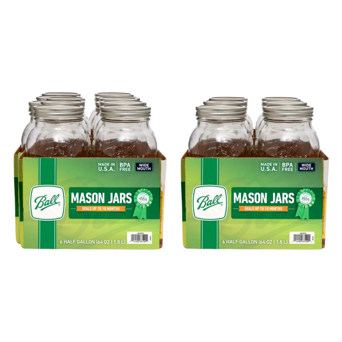Ball Wide Mouth Glass Mason Jars with Lids and Bands, Used for Canning, Pickling, Juice, Jam, Jelly, Quart Size 32 Ounce (Pack of 2)
