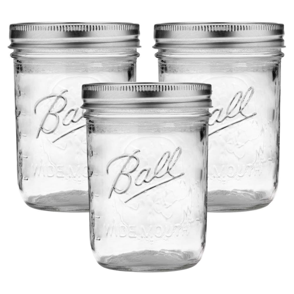Ball Wide Mouth Glass Mason Jars with Lids and Bands, Used for Canning, Pickling, Juice, Jam, Jelly, Quart Size 32 Ounce (Pack of 2)