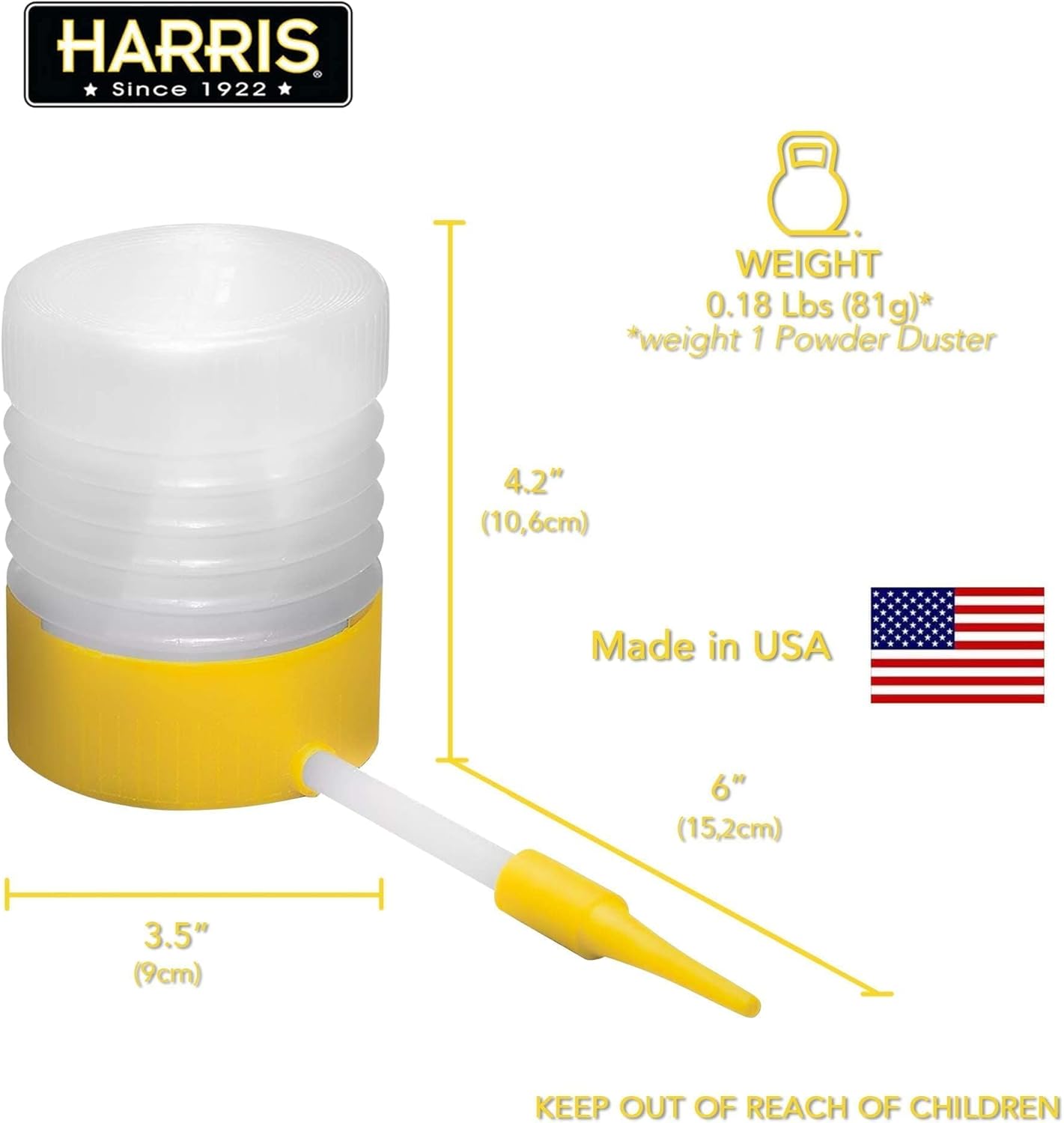 Harris Diatomaceous Earth Powder Duster with 6 Inch Extension Nozzle