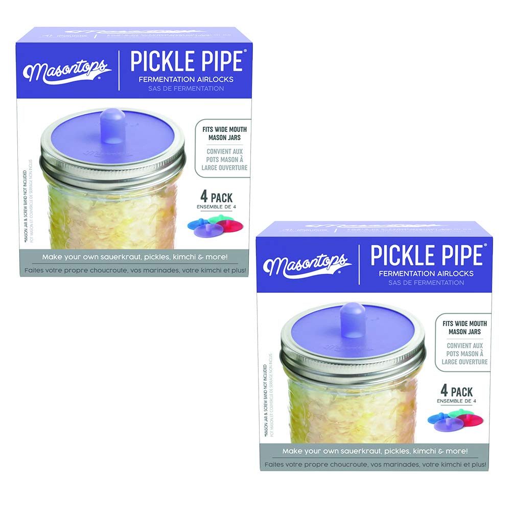 Masontops Pickle Pipes - Airlock Fermentation Lids - Fermentation Kit For Wide Mouth Mason Jar Sauerkraut & Pickle Kit - Fermentation Jar Not Included