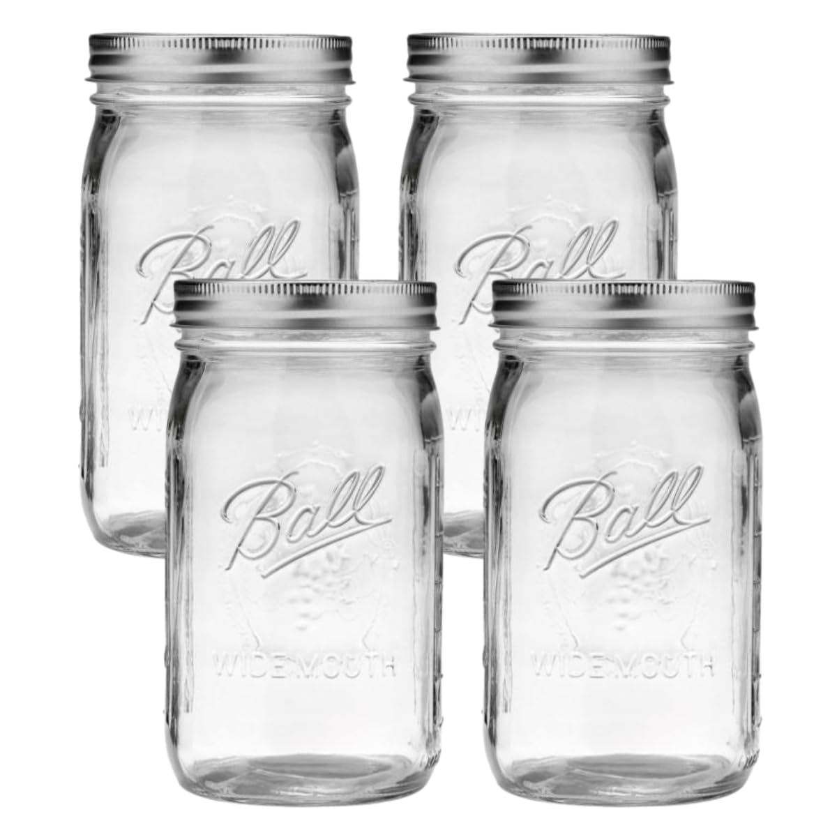 Ball Wide Mouth Glass Mason Jars with Lids and Bands, Used for Canning, Pickling, Juice, Jam, Jelly, Quart Size 32 Ounce (Pack of 2)