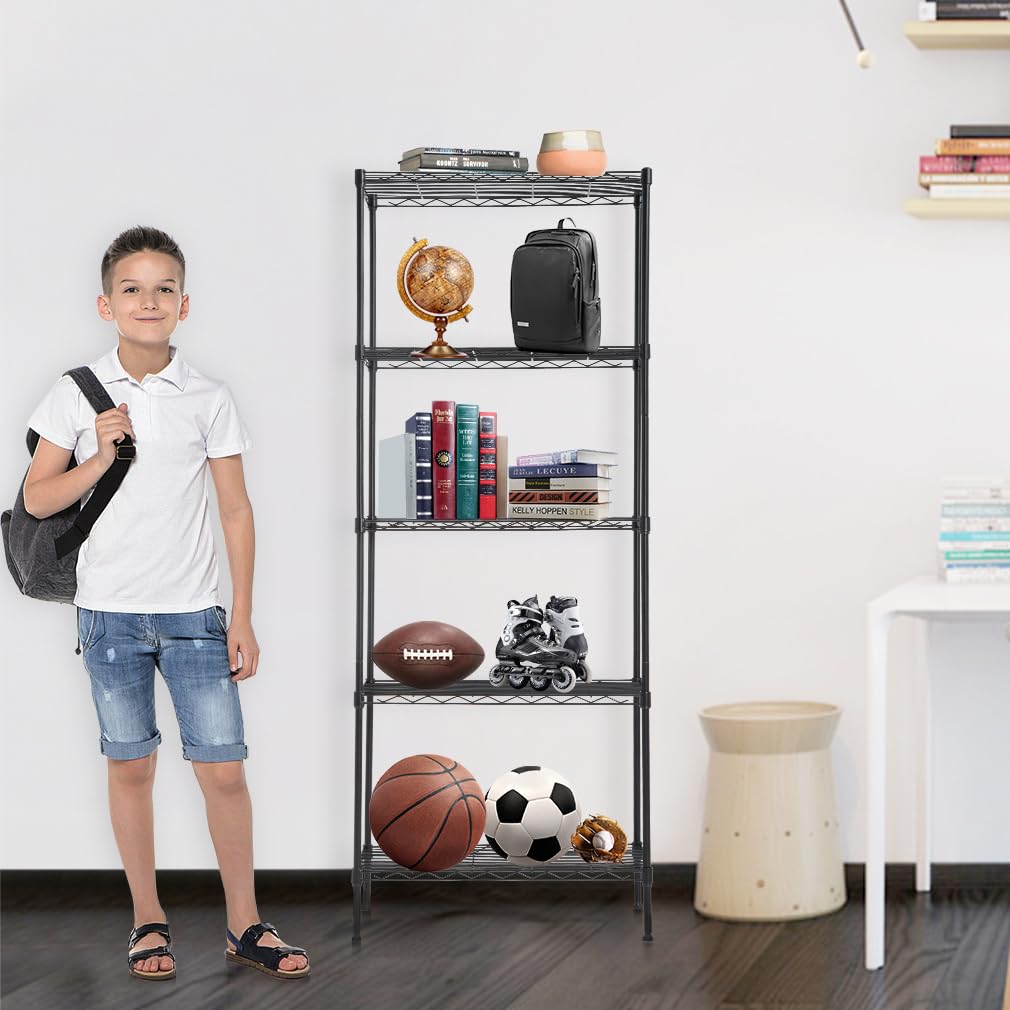 BestOffice | 4-Tier Wire Storage Shelves | 36x14x54 | Black | with Adjustable Racks | Heavy-Duty Metal Shelf, Holds Upto 1000 lbs | No-Tool Assembly | Ideal for Home & Garage Shelving