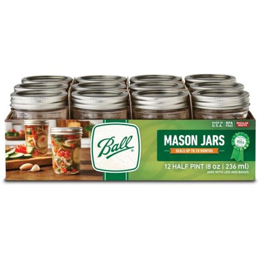 Ball Wide Mouth Glass Mason Jars with Lids and Bands, Used for Canning, Pickling, Juice, Jam, Jelly, Quart Size 32 Ounce (Pack of 2)