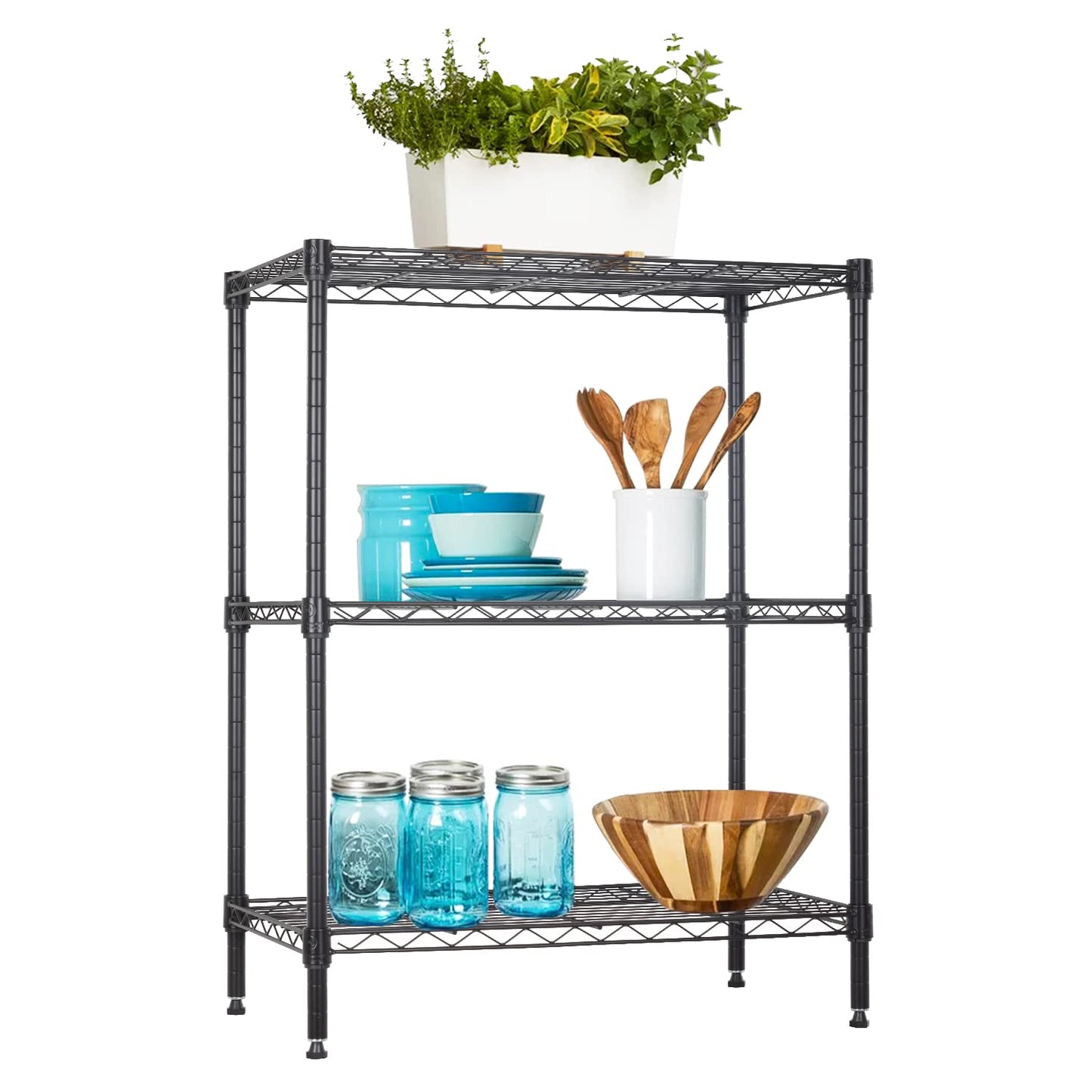 BestOffice | 4-Tier Wire Storage Shelves | 36x14x54 | Black | with Adjustable Racks | Heavy-Duty Metal Shelf, Holds Upto 1000 lbs | No-Tool Assembly | Ideal for Home & Garage Shelving