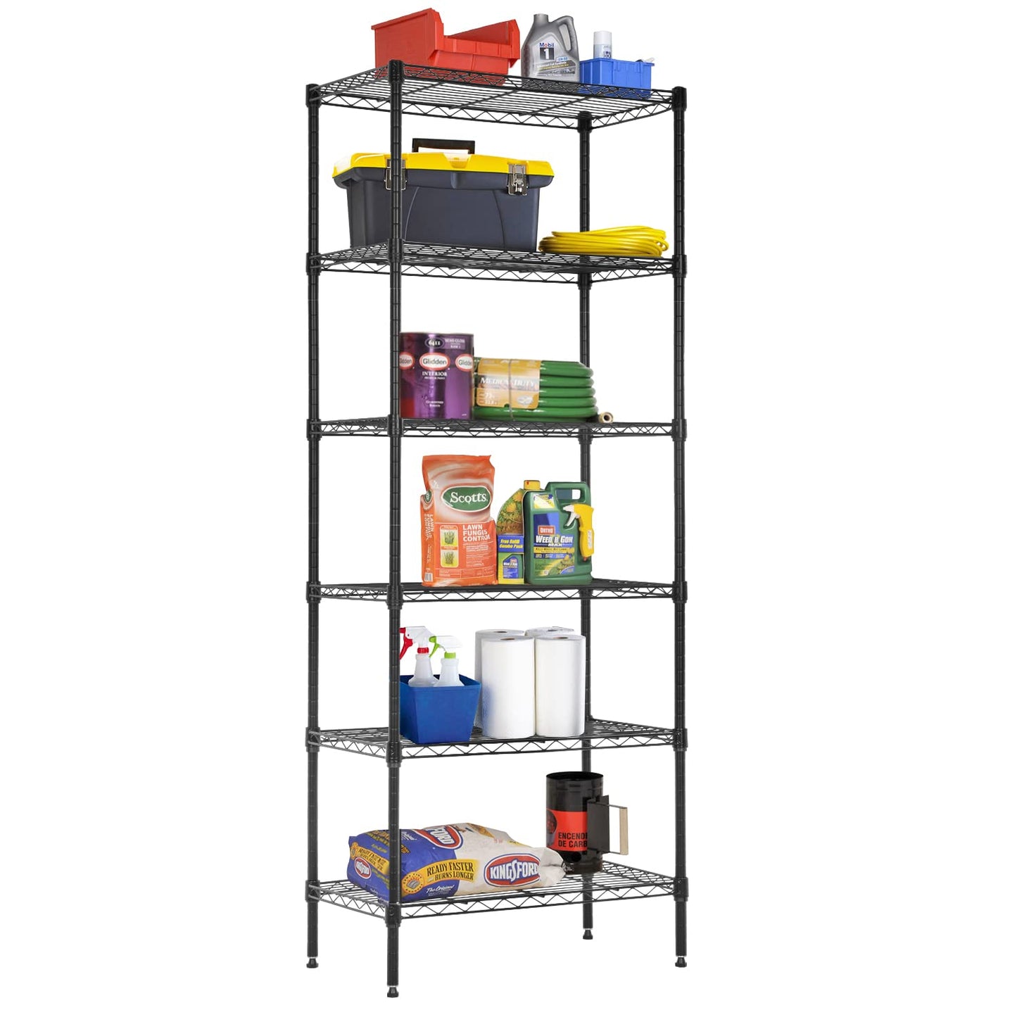 BestOffice | 4-Tier Wire Storage Shelves | 36x14x54 | Black | with Adjustable Racks | Heavy-Duty Metal Shelf, Holds Upto 1000 lbs | No-Tool Assembly | Ideal for Home & Garage Shelving