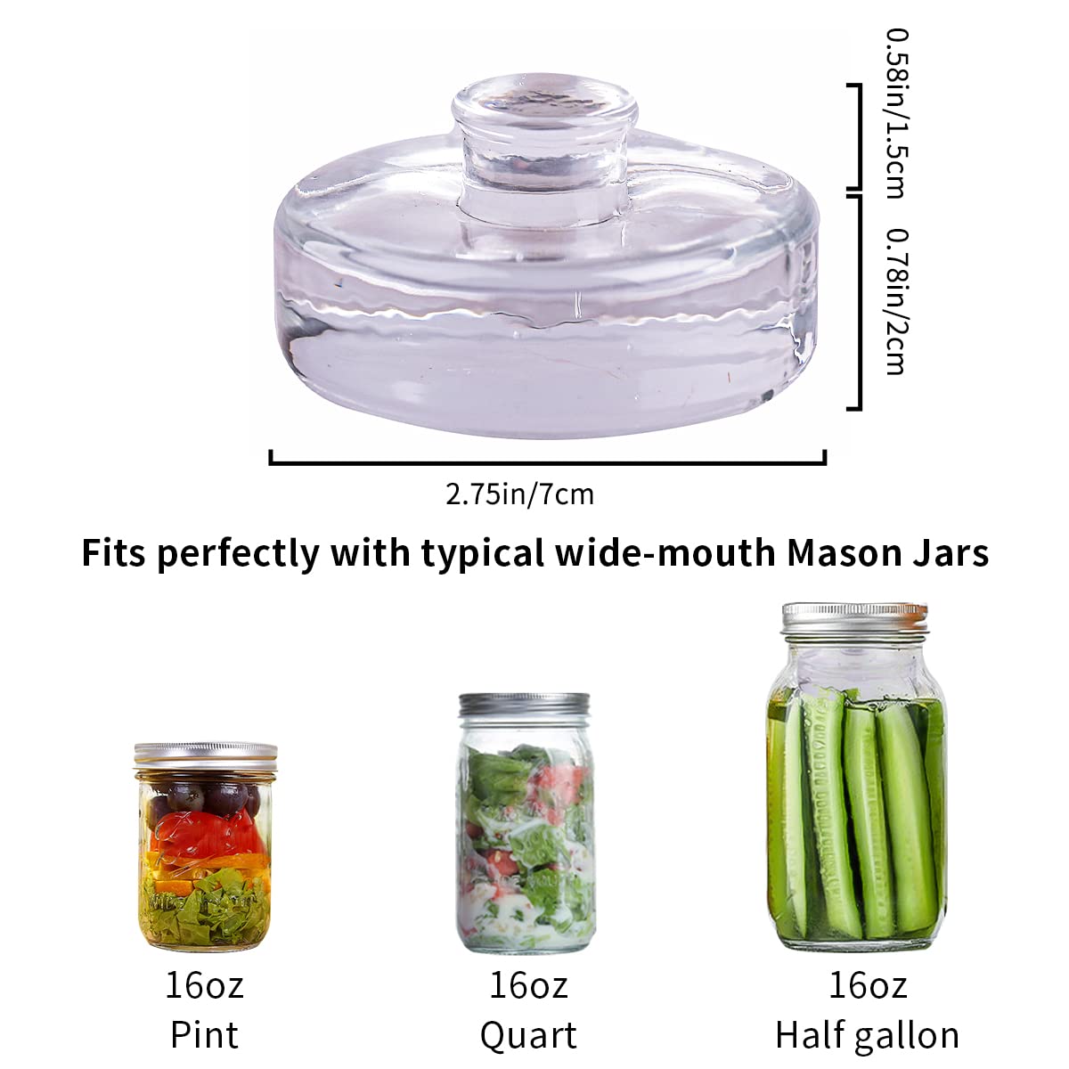 Eleganttime 4 Pack Easy Grip Handle Glass Fermentation Weights Great Mason Jar Wide Mouth Canning Fermenting Pickling Sourkrout Kraut Weight Fermentation Kit