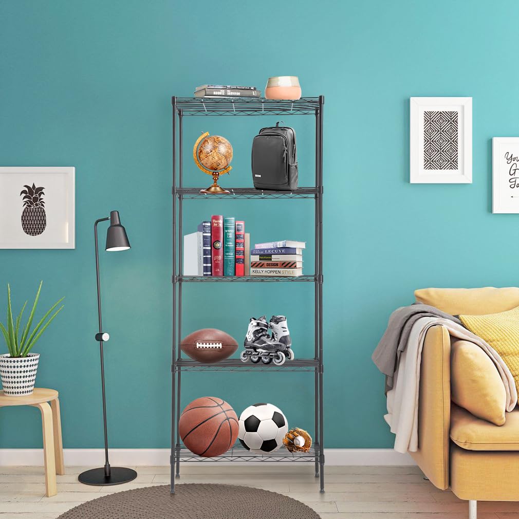 BestOffice | 4-Tier Wire Storage Shelves | 36x14x54 | Black | with Adjustable Racks | Heavy-Duty Metal Shelf, Holds Upto 1000 lbs | No-Tool Assembly | Ideal for Home & Garage Shelving