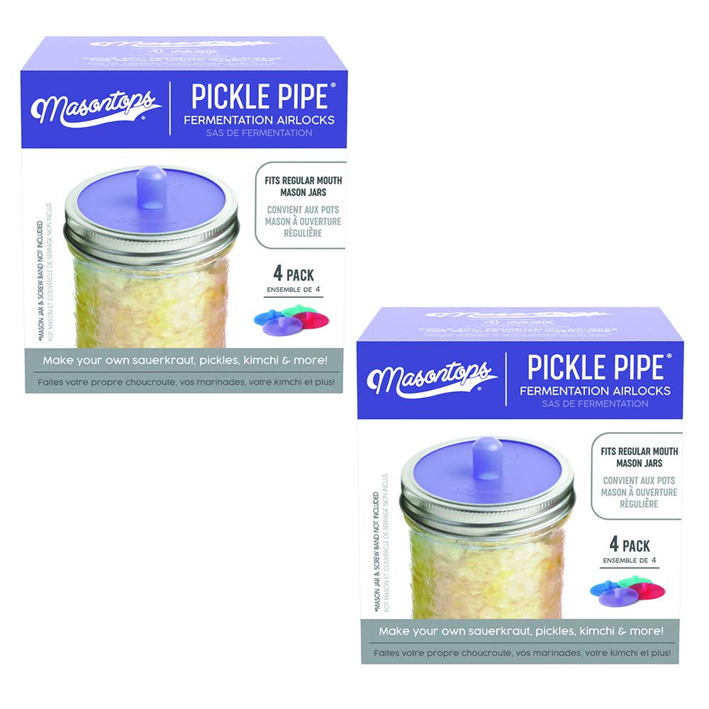 Masontops Pickle Pipes - Airlock Fermentation Lids - Fermentation Kit For Wide Mouth Mason Jar Sauerkraut & Pickle Kit - Fermentation Jar Not Included