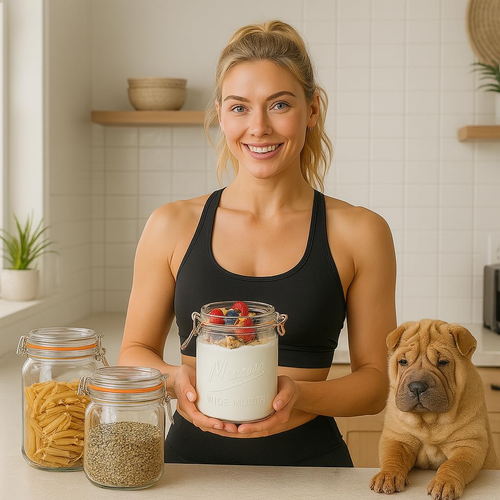 kitchentoolz 64 oz Mason Jars Wide Mouth with Airtight Lids – Set of 2 Half Gallon Glass Jar with Lid – Large Mason Jars with Lids for Kitchen Pantry, Storage, and Canning