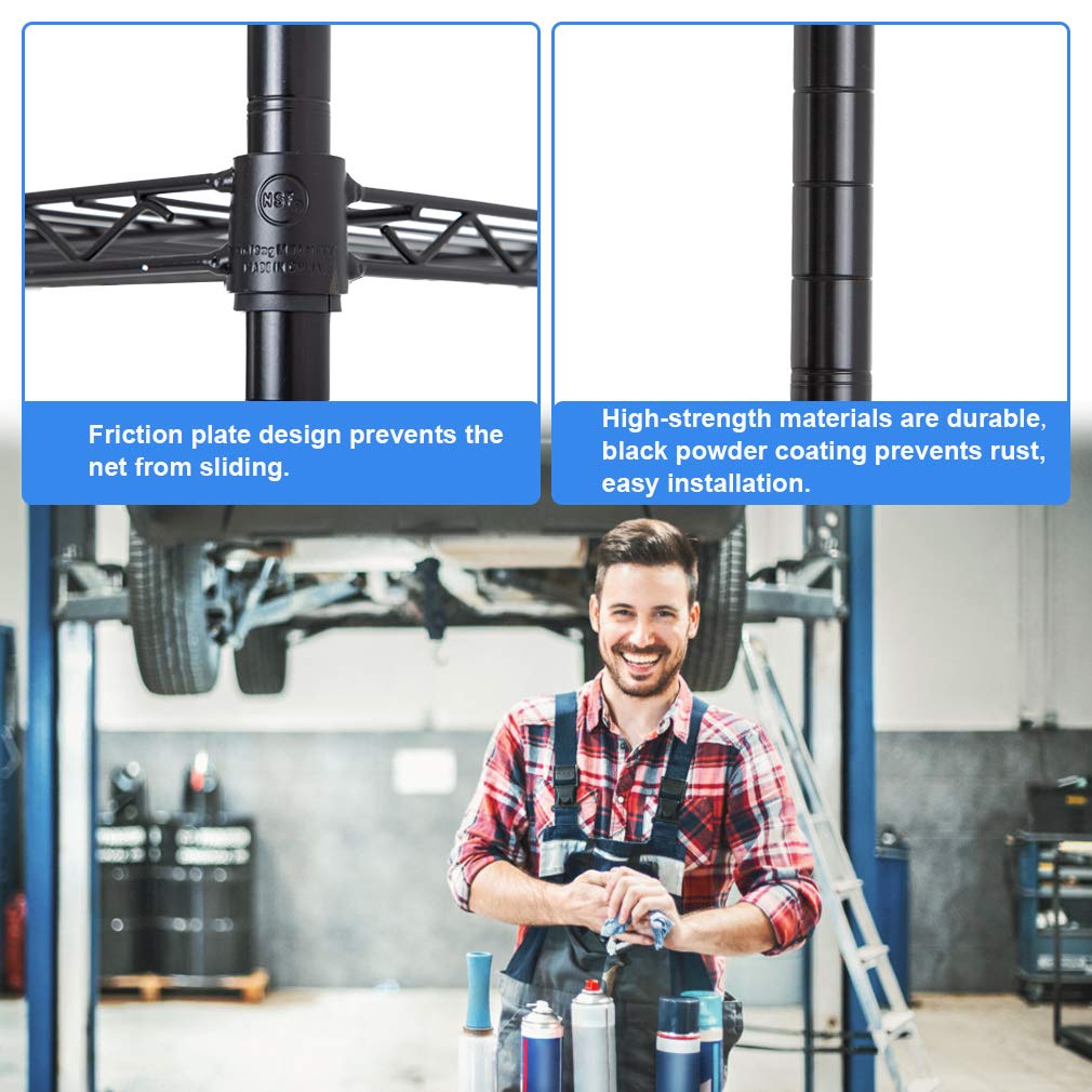 BestOffice | 4-Tier Wire Storage Shelves | 36x14x54 | Black | with Adjustable Racks | Heavy-Duty Metal Shelf, Holds Upto 1000 lbs | No-Tool Assembly | Ideal for Home & Garage Shelving