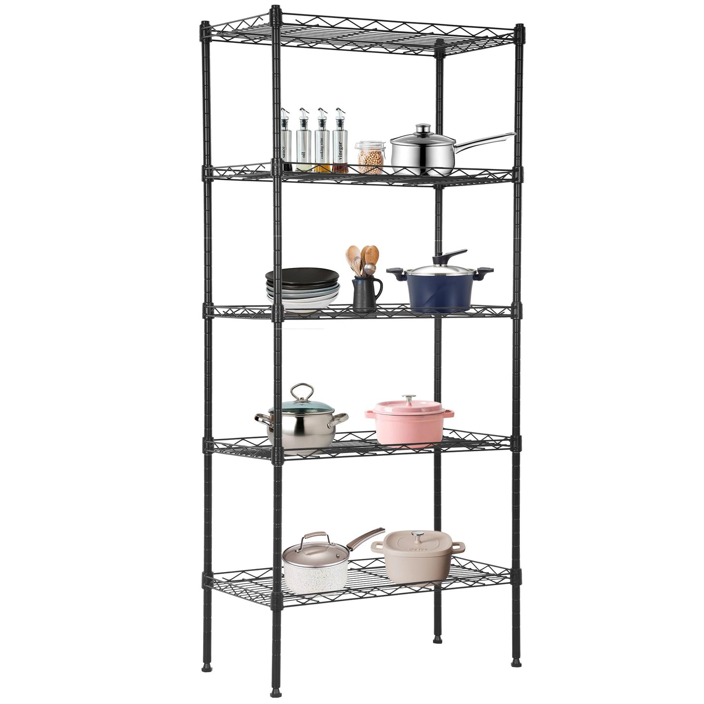 BestOffice | 4-Tier Wire Storage Shelves | 36x14x54 | Black | with Adjustable Racks | Heavy-Duty Metal Shelf, Holds Upto 1000 lbs | No-Tool Assembly | Ideal for Home & Garage Shelving
