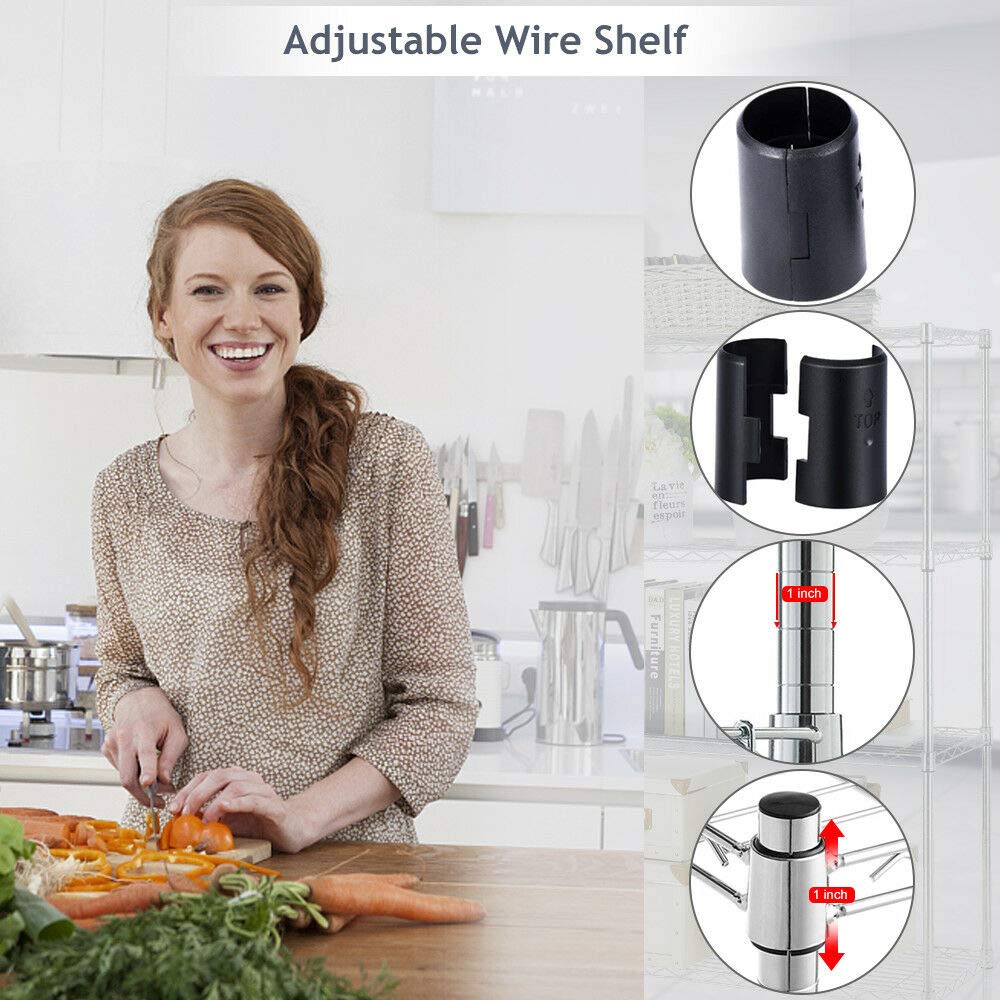 BestOffice | 4-Tier Wire Storage Shelves | 36x14x54 | Black | with Adjustable Racks | Heavy-Duty Metal Shelf, Holds Upto 1000 lbs | No-Tool Assembly | Ideal for Home & Garage Shelving