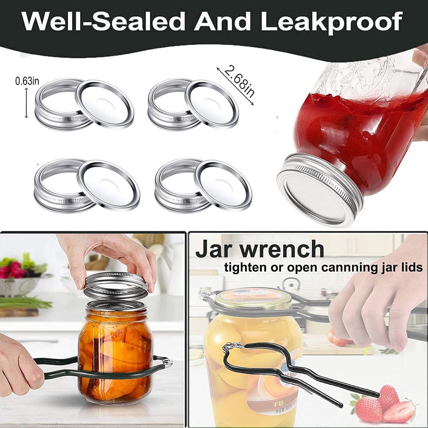 HOMMES Canning Supplies Starter Kit For Mason Jars - Pot, Funnel, Lifter, Wrench, Tongs, Lid Lifter & Bubble Remover