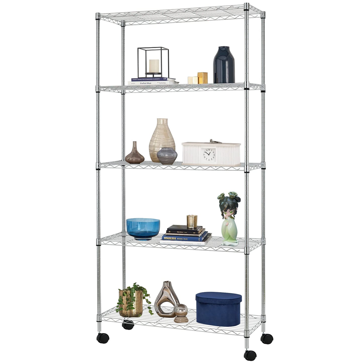 BestOffice | 4-Tier Wire Storage Shelves | 36x14x54 | Black | with Adjustable Racks | Heavy-Duty Metal Shelf, Holds Upto 1000 lbs | No-Tool Assembly | Ideal for Home & Garage Shelving