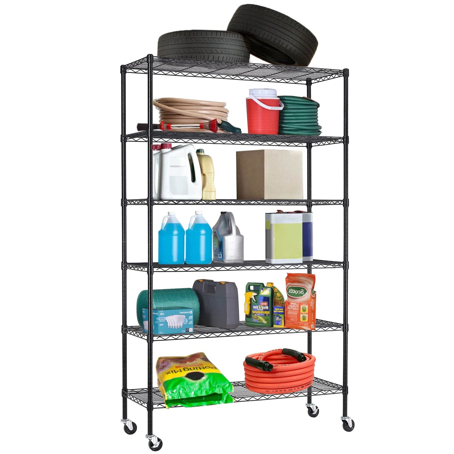 BestOffice | 4-Tier Wire Storage Shelves | 36x14x54 | Black | with Adjustable Racks | Heavy-Duty Metal Shelf, Holds Upto 1000 lbs | No-Tool Assembly | Ideal for Home & Garage Shelving