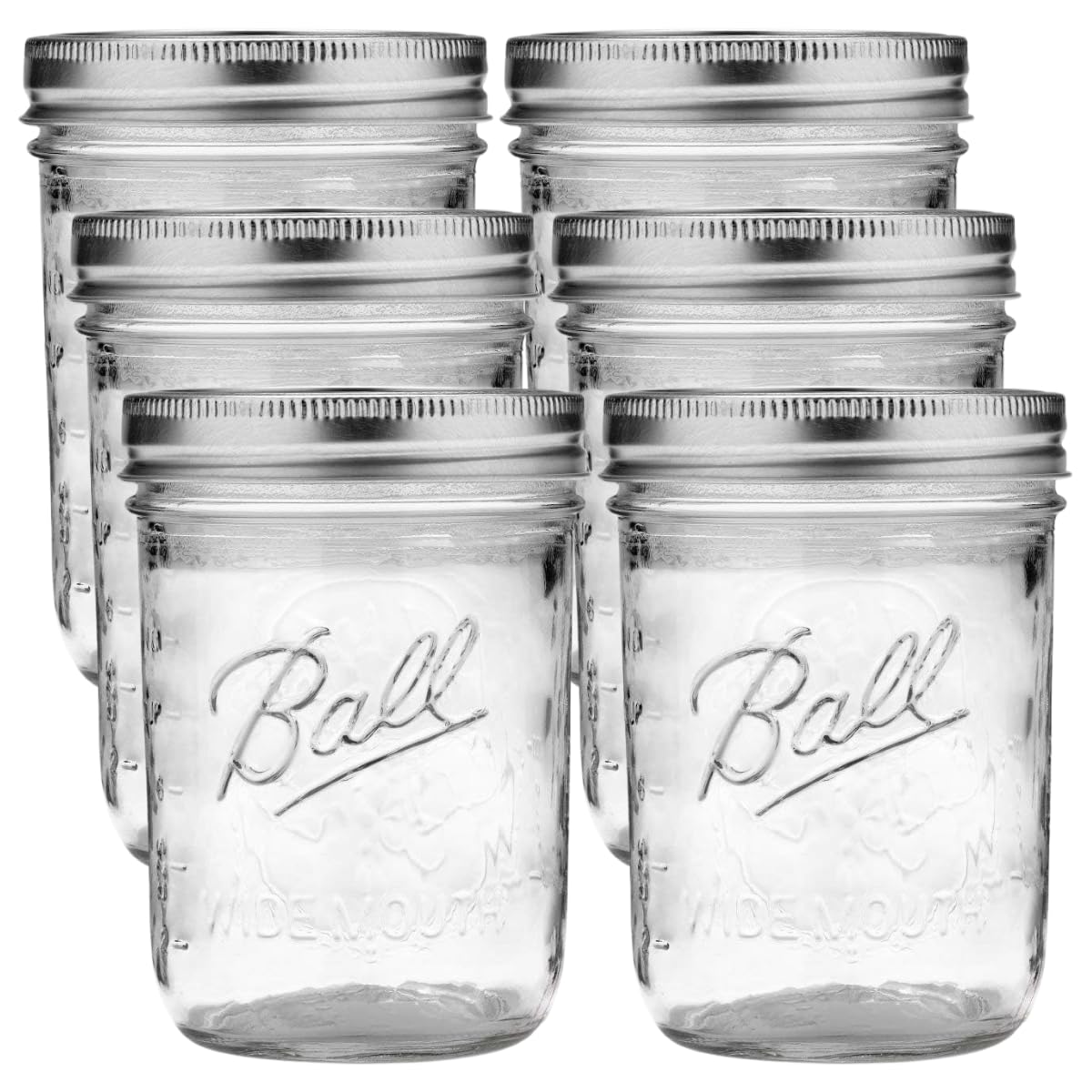 Ball Wide Mouth Glass Mason Jars with Lids and Bands, Used for Canning, Pickling, Juice, Jam, Jelly, Quart Size 32 Ounce (Pack of 2)