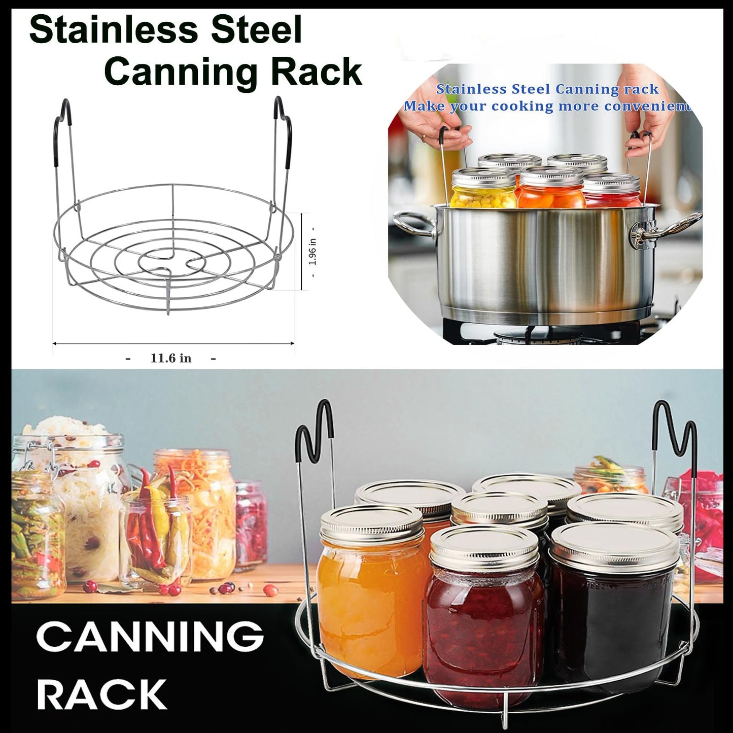 HOMMES Canning Supplies Starter Kit For Mason Jars - Pot, Funnel, Lifter, Wrench, Tongs, Lid Lifter & Bubble Remover