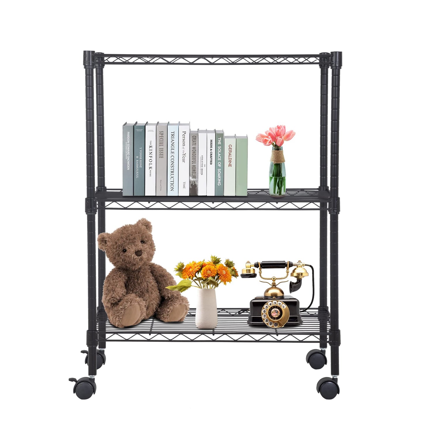 BestOffice | 4-Tier Wire Storage Shelves | 36x14x54 | Black | with Adjustable Racks | Heavy-Duty Metal Shelf, Holds Upto 1000 lbs | No-Tool Assembly | Ideal for Home & Garage Shelving