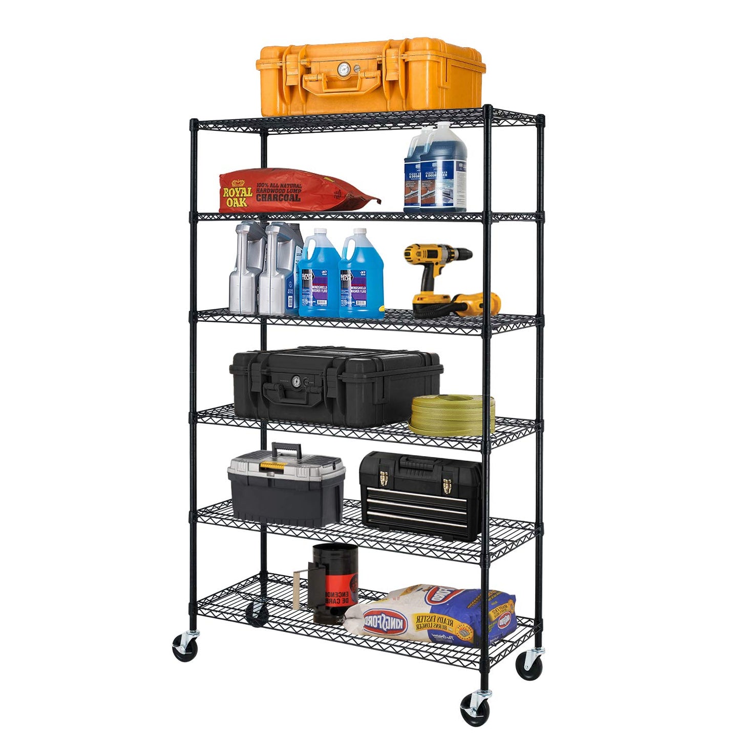BestOffice | 4-Tier Wire Storage Shelves | 36x14x54 | Black | with Adjustable Racks | Heavy-Duty Metal Shelf, Holds Upto 1000 lbs | No-Tool Assembly | Ideal for Home & Garage Shelving