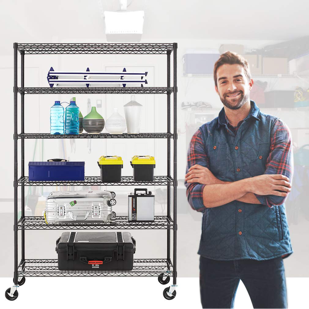 BestOffice | 4-Tier Wire Storage Shelves | 36x14x54 | Black | with Adjustable Racks | Heavy-Duty Metal Shelf, Holds Upto 1000 lbs | No-Tool Assembly | Ideal for Home & Garage Shelving