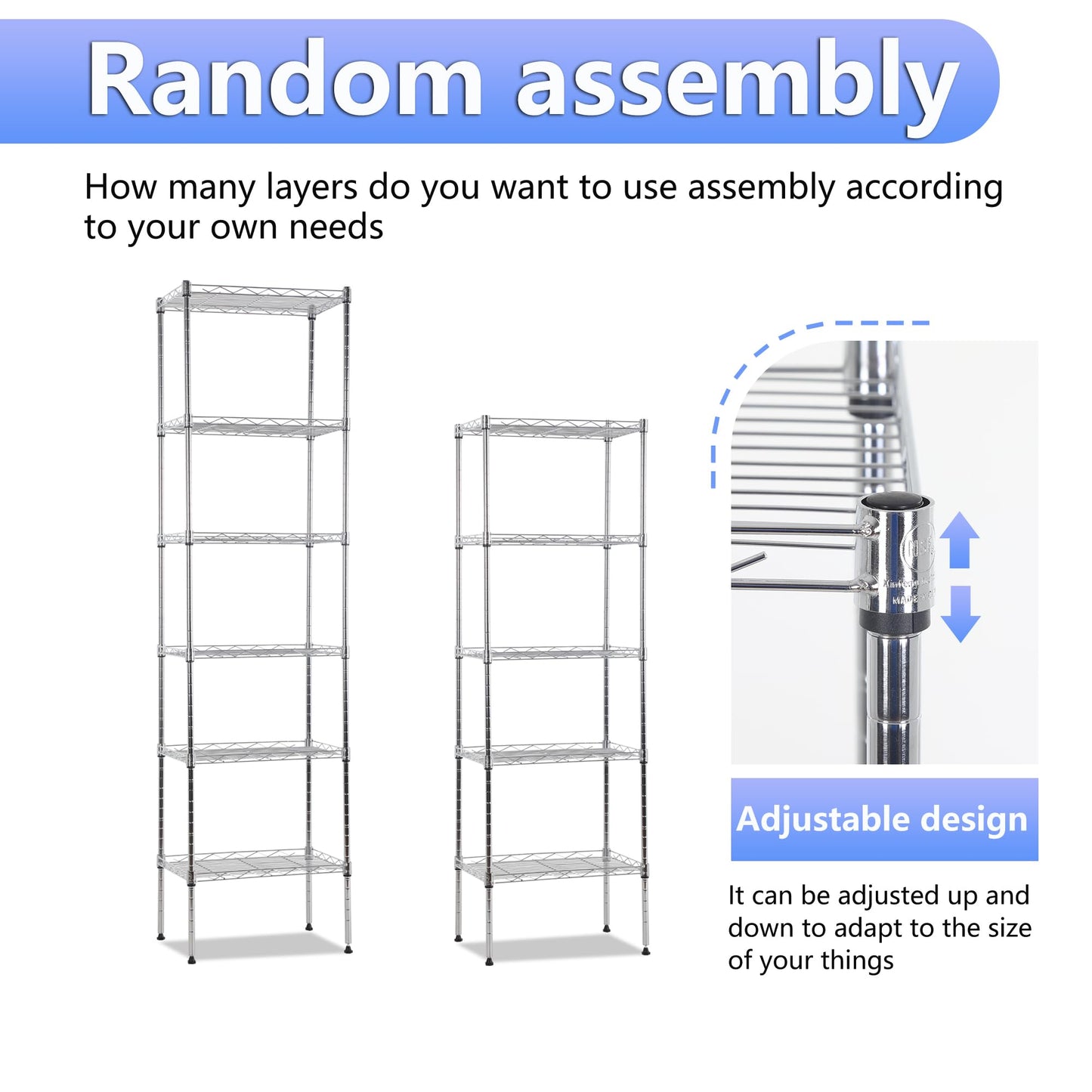 BestOffice | 4-Tier Wire Storage Shelves | 36x14x54 | Black | with Adjustable Racks | Heavy-Duty Metal Shelf, Holds Upto 1000 lbs | No-Tool Assembly | Ideal for Home & Garage Shelving