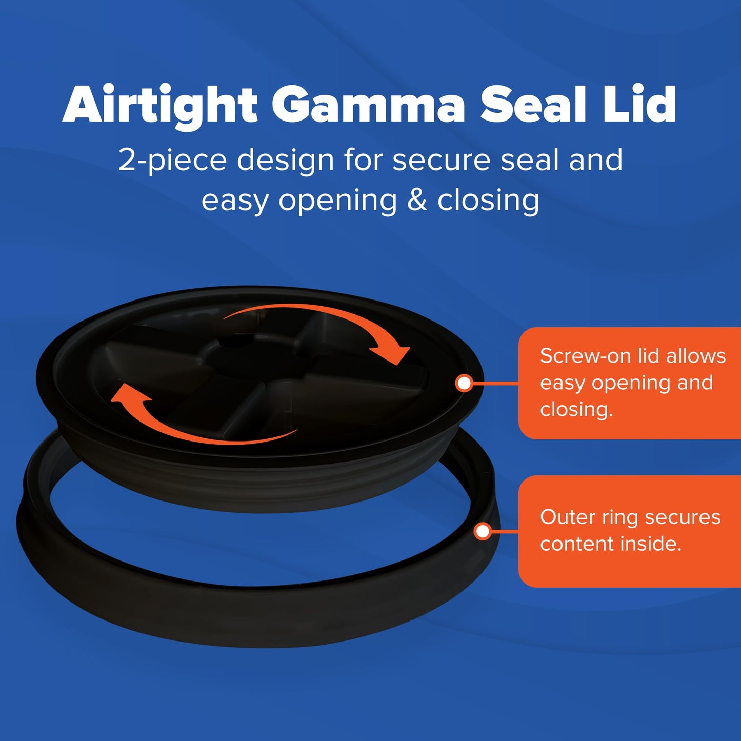 ePackageSupply Premium 5 Gallon Food Grade Plastic Pail with Gamma Seal Lid | Made in USA | BPA-Free | Heavy-Duty 90 Mil | Airtight Stackable Container, 6 Count