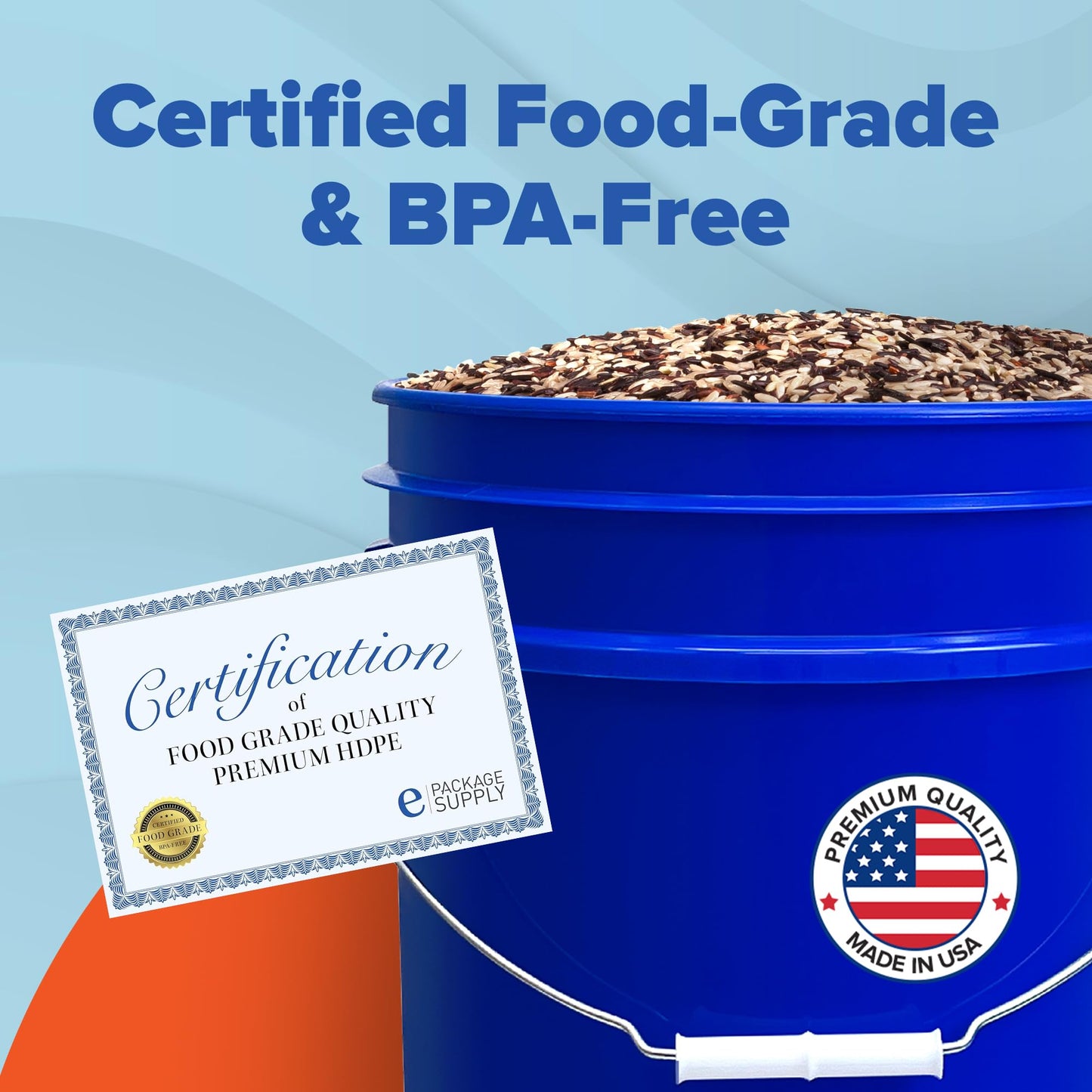 ePackageSupply Premium 5 Gallon Food Grade Plastic Pail with Gamma Seal Lid | Made in USA | BPA-Free | Heavy-Duty 90 Mil | Airtight Stackable Container, 6 Count