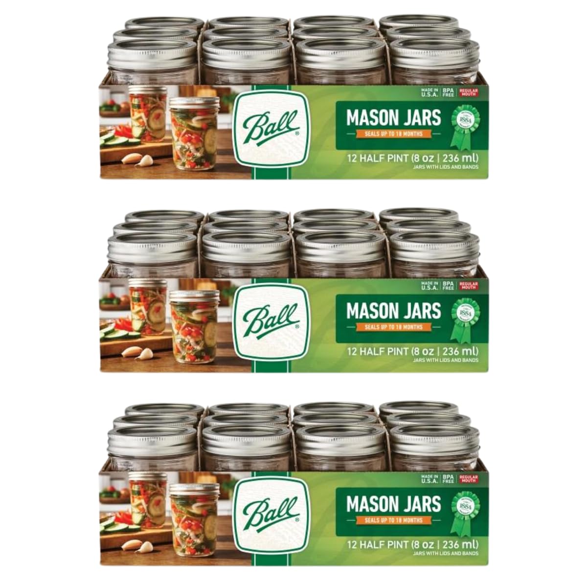Ball Wide Mouth Glass Mason Jars with Lids and Bands, Used for Canning, Pickling, Juice, Jam, Jelly, Quart Size 32 Ounce (Pack of 2)