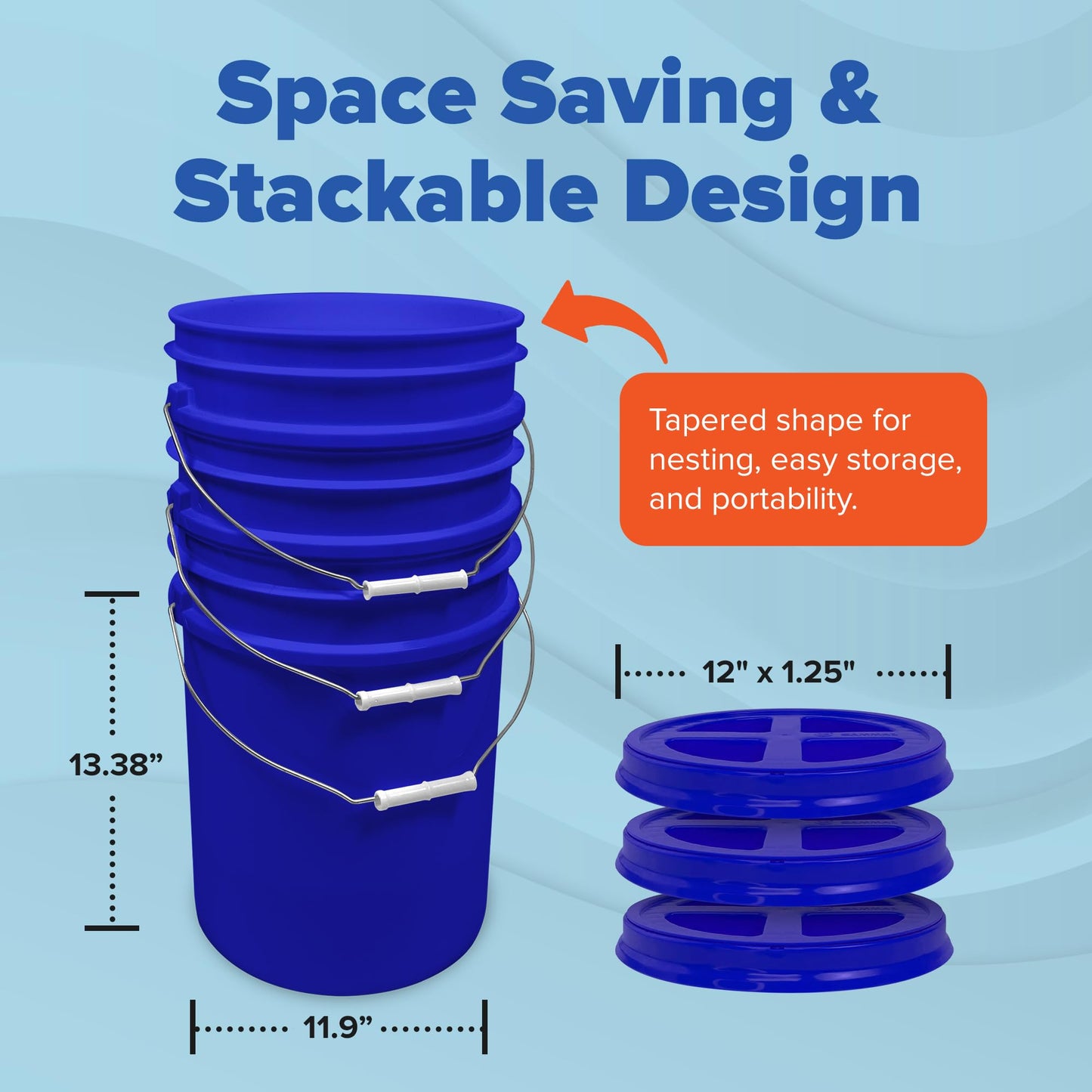 ePackageSupply Premium 5 Gallon Food Grade Plastic Pail with Gamma Seal Lid | Made in USA | BPA-Free | Heavy-Duty 90 Mil | Airtight Stackable Container, 6 Count