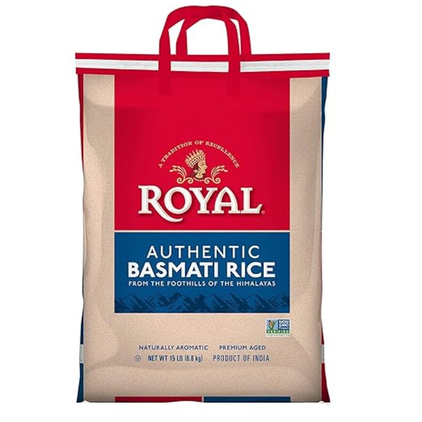 Royal - Naturally Aged Authentic Long Grain Indian White Basmati Rice - 15 lbs