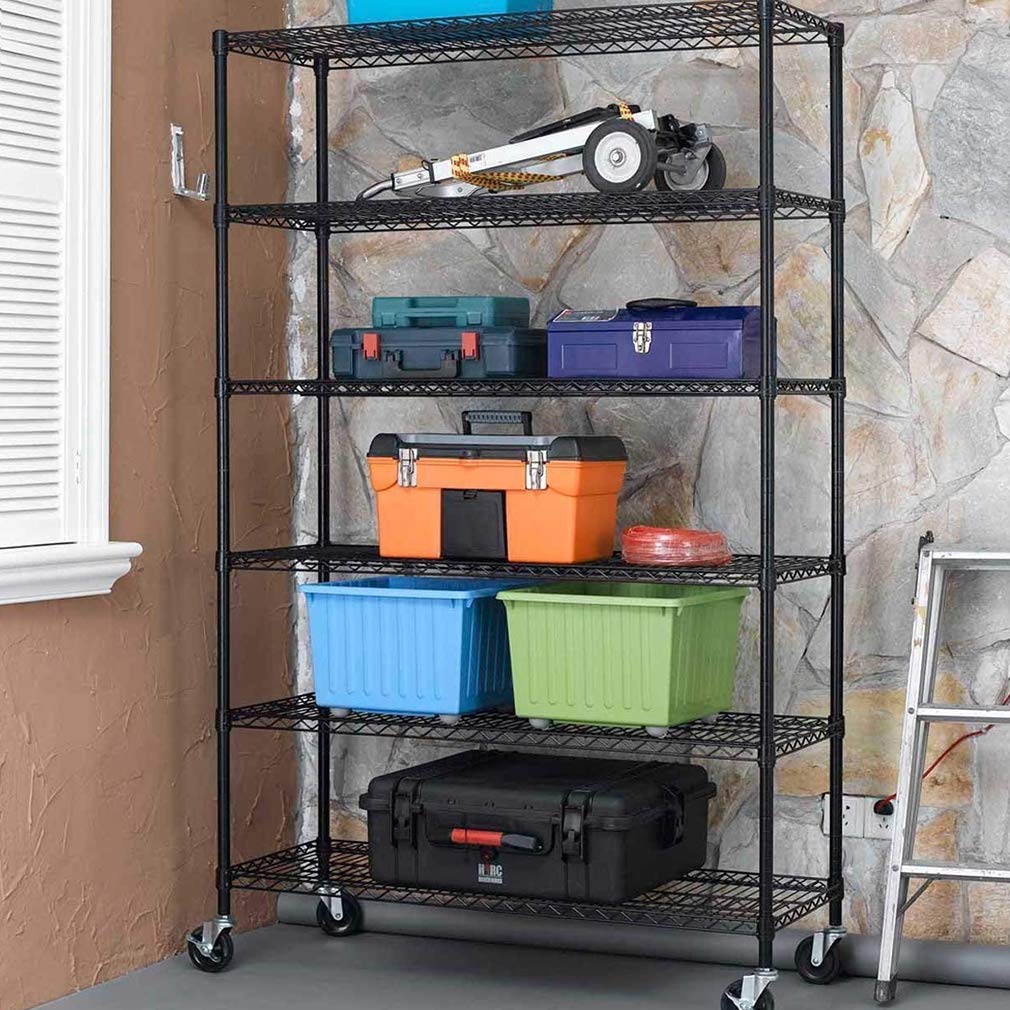 BestOffice | 4-Tier Wire Storage Shelves | 36x14x54 | Black | with Adjustable Racks | Heavy-Duty Metal Shelf, Holds Upto 1000 lbs | No-Tool Assembly | Ideal for Home & Garage Shelving