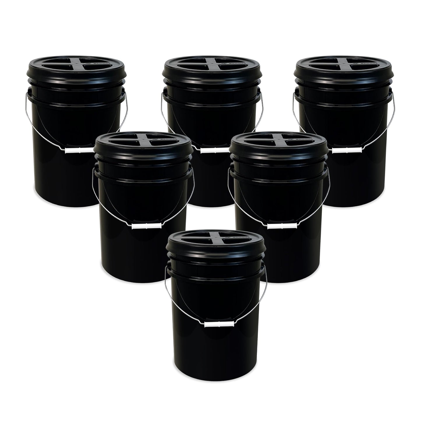 ePackageSupply Premium 5 Gallon Food Grade Plastic Pail with Gamma Seal Lid | Made in USA | BPA-Free | Heavy-Duty 90 Mil | Airtight Stackable Container, 6 Count